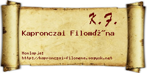Kapronczai Filoména névjegykártya