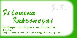 filomena kapronczai business card